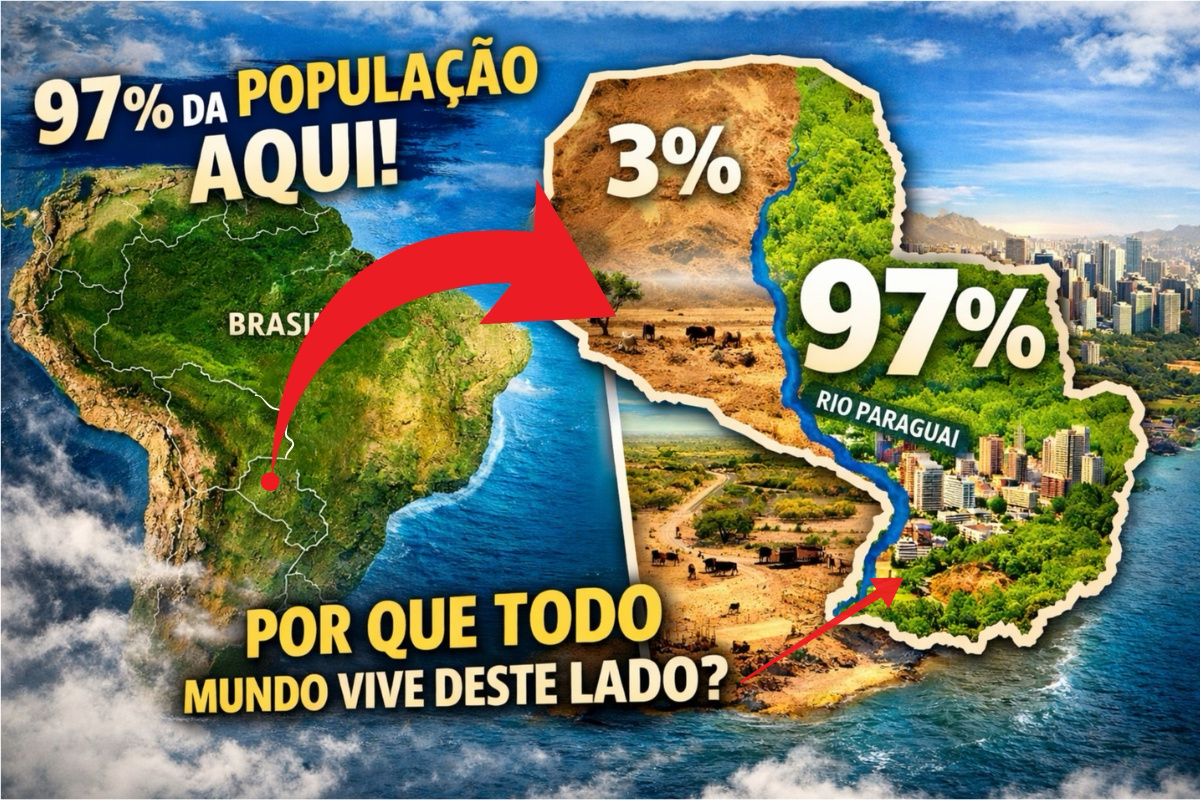 Um país no coração da América do Sul onde 97% da população vive de um lado só: por que o Paraguai desafia a lógica do território e todo mundo vive de um lado do mapa