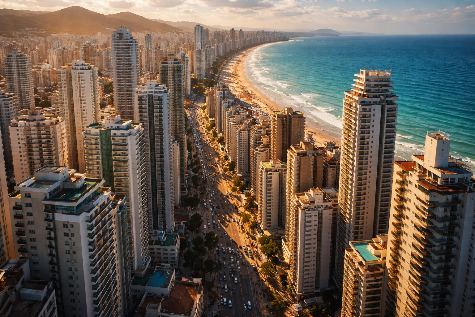 A cidade onde mais pessoas moram em prédios no Brasil: verticalização extrema transformou bairros inteiros e moldou a vida urbana no litoral paulista