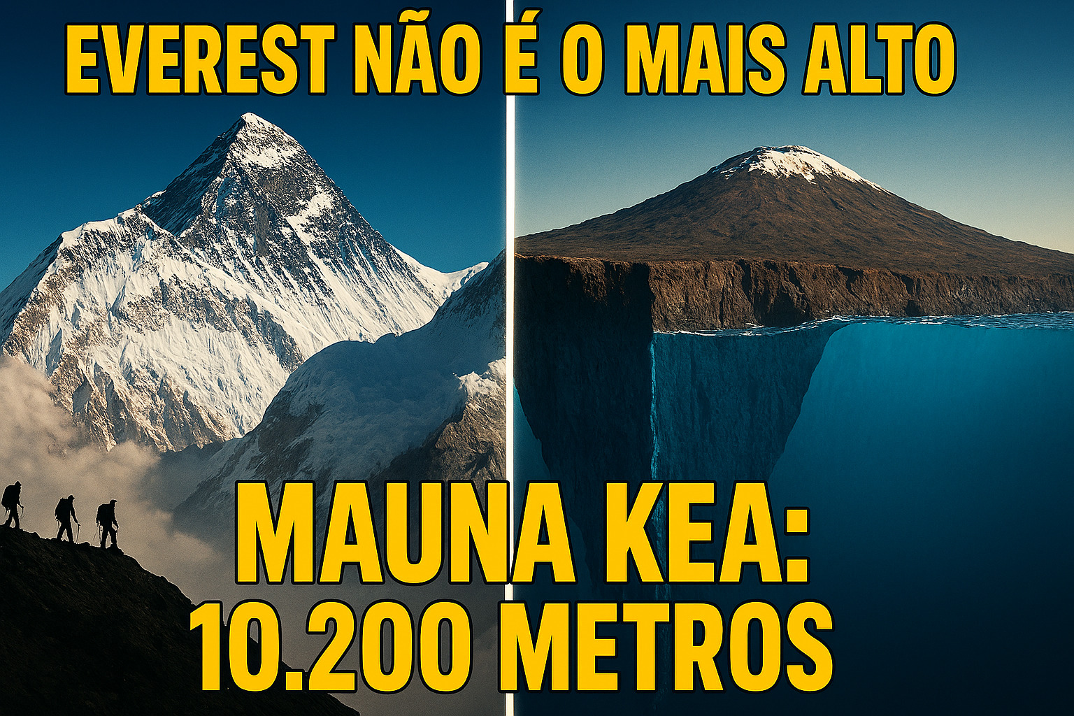 A montanha mais alta do mundo tem mais de 10.200 metros quando medida desde o fundo do oceano, supera o Everest em altura real e muda totalmente a forma como a geografia classifica os gigantes do planeta