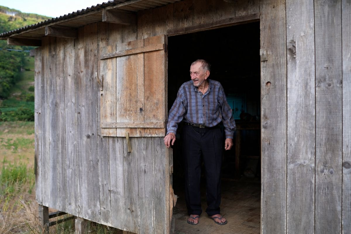 Aos quase 100 anos, morador do interior vive sozinho no campo, recebe visita especial, relembra infância dura, mantém rotina simples e prova que memória, afeto e tradição (2)