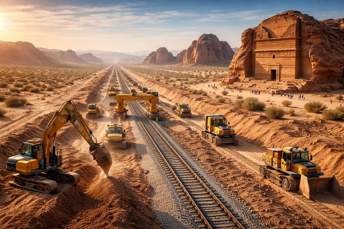 A ferrovia costura Mar Vermelho e Golfo impulsiona a Landbridge na Arábia Saudita, liga Riyadh Jeddah e atrai investimento chinês em infraestrutura estratégica.