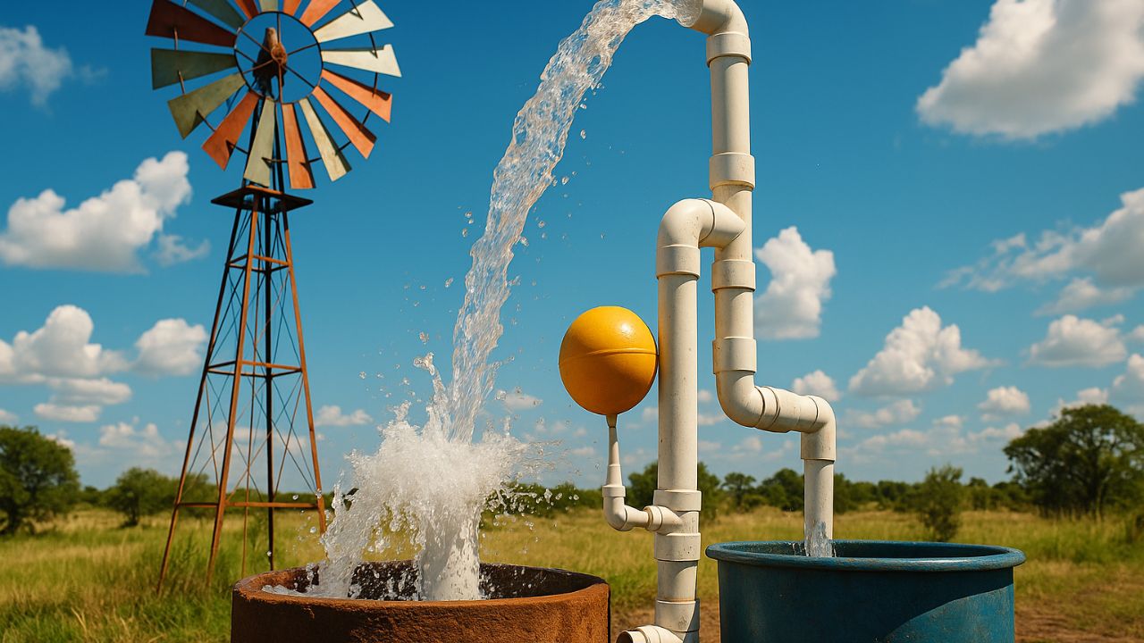 Bomba de água sem energia leva pressão extrema, usa catavento para subir água metros acima do nível e funciona só com ar, boia e PVC, superando modelos simples feitos em casa