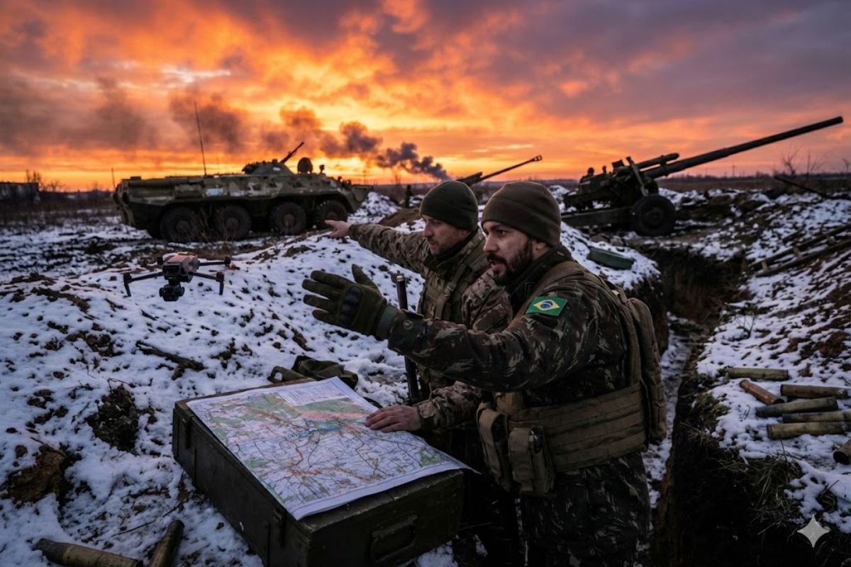 Brasileiros que deixaram o país para lutar na guerra na Ucrânia encaram ataques com drones, trincheiras sob bombardeio constante e a saudade da família, em uma rotina de risco extremo.