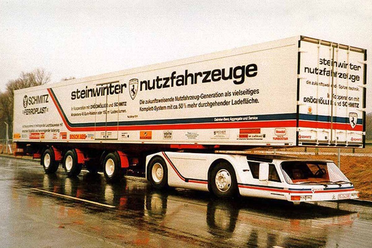 caminhão mais bizarro da história Super Cargo 2040 usa cabine ultrabaixa e motor V8 Mercedes, inspira Volvo Vera e vira lenda esquecida das estradas europeias.