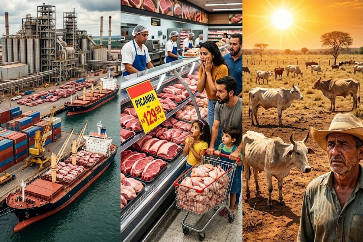 Carne bovina deve subir em 2026 com menor oferta, produção de carne bovina menor e exportações de carne bovina fortes elevando o preço da carne.