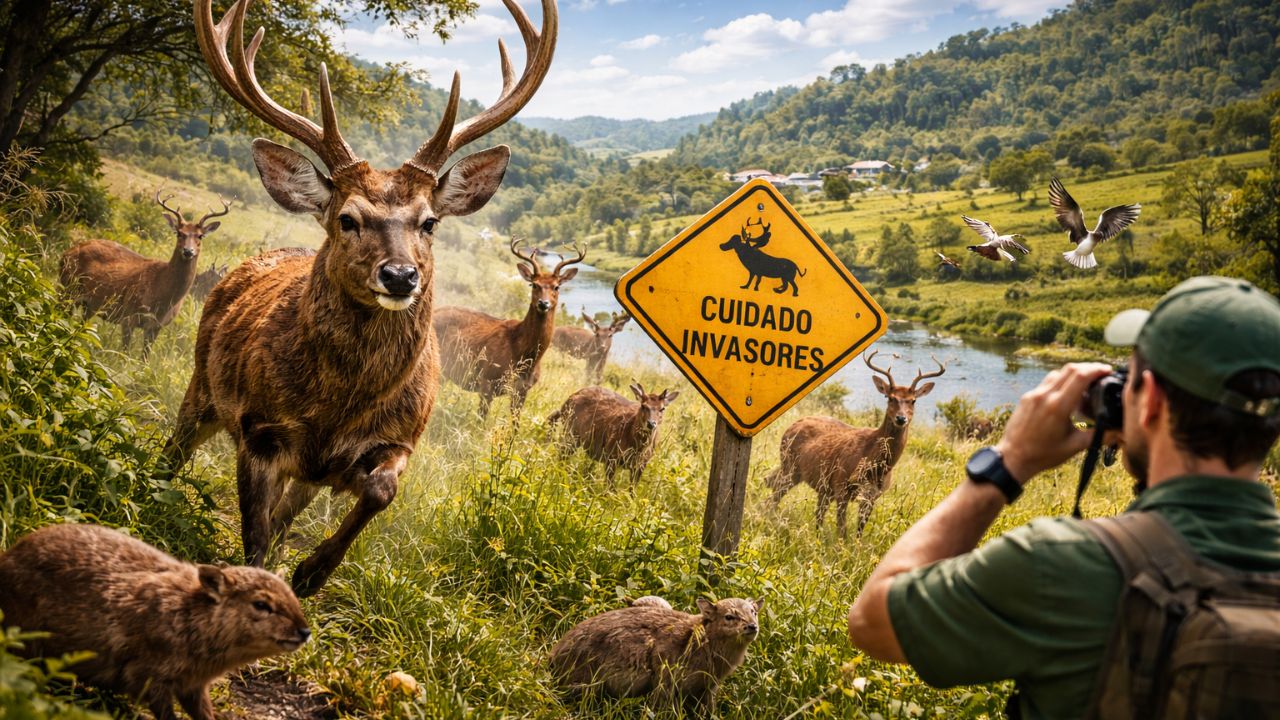 Cervo asiático invade o sul do Brasil, se espalha sem predadores, ameaça fauna nativa, altera vegetação, preocupa cientistas e pode virar nova praga ambiental