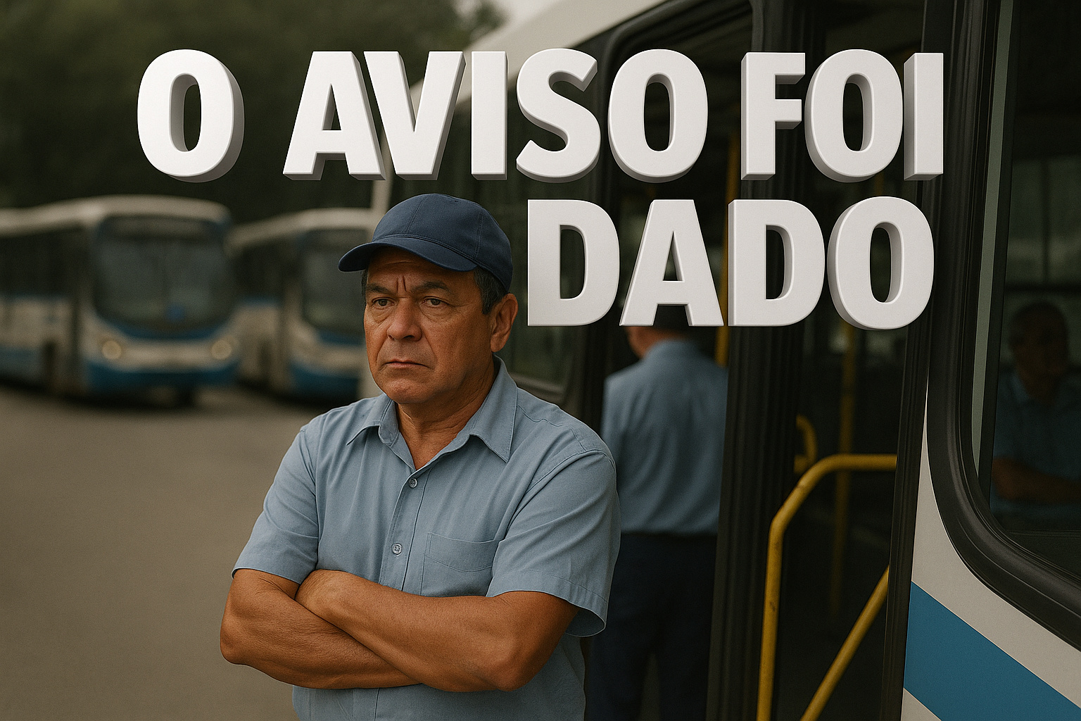 Motorista de ônibus em Campo Grande diante de coletivo, em clima de alerta por atraso salarial, 13º salário e ameaça de greve no transporte coletivo.