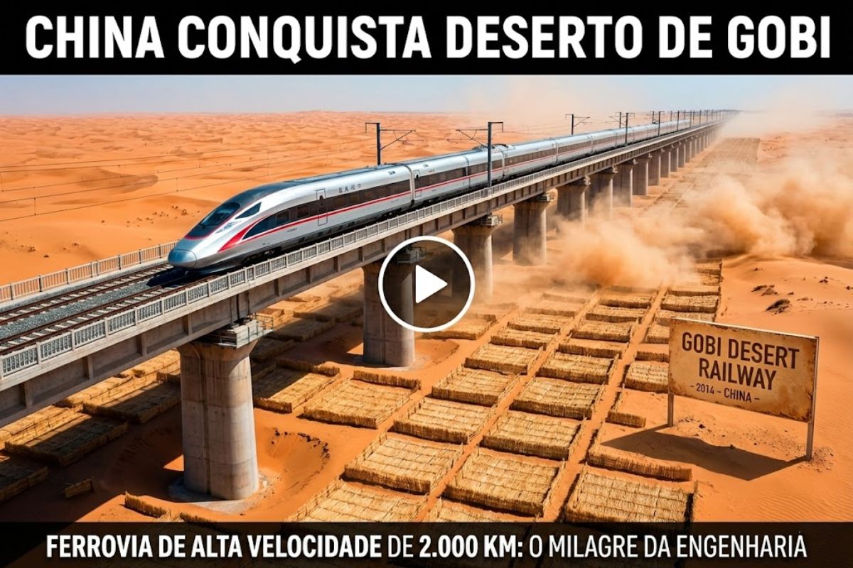 ferrovia de alta velocidade cruza o deserto de Gobi com fixação de areia, viadutos e medidas contra ventos extremos, reunindo soluções de engenharia para dunas, ventos e operação segura no Oeste chinês.