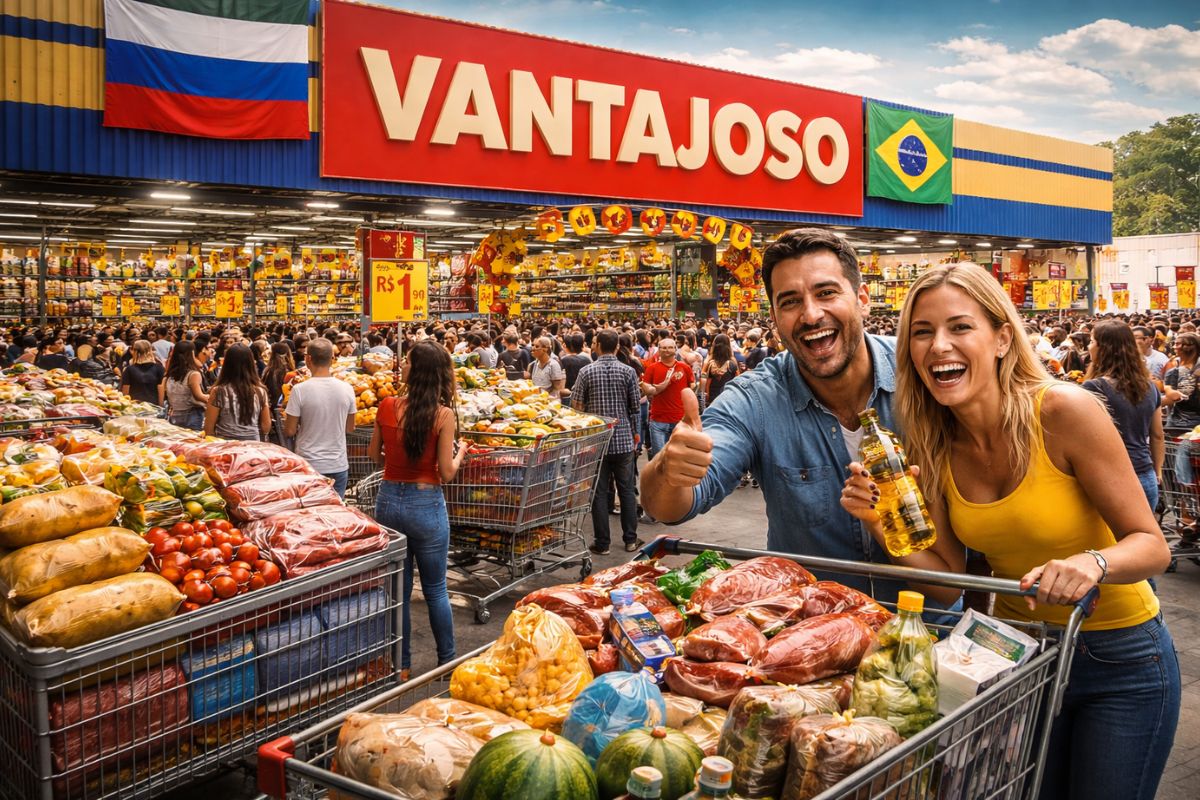 rede russa Vantajoso traz hard discount ao Brasil, enfrenta supermercado tradicional, promete preços até 30 por cento menores e acende guerra de preços.