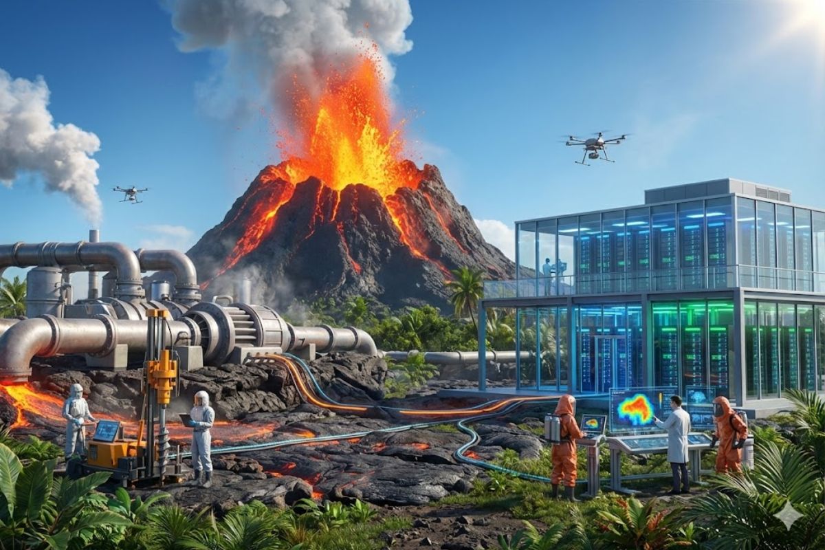 Vulcão Kilauea no Havaí expõe como a energia geotérmica pode alimentar data centers de IA e redes, ligando erupções a uma nova era de energia limpa.