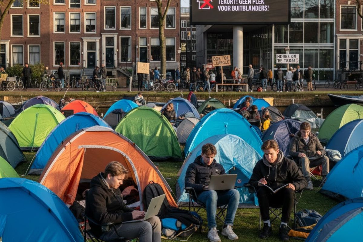Crise habitacional na Holanda encarece moradia estudantil na Holanda; estudantes internacionais aceitam quartos minúsculos e lutam por moradia acessível.