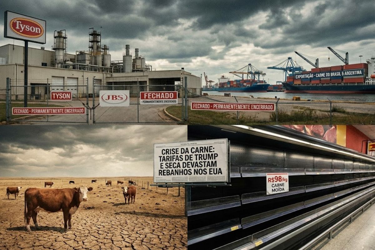 Crise do boi nos EUA fecha fábricas da JBS, encarece carne e hambúrguer, expõe tarifa de Trump e pressiona o mercado americano.