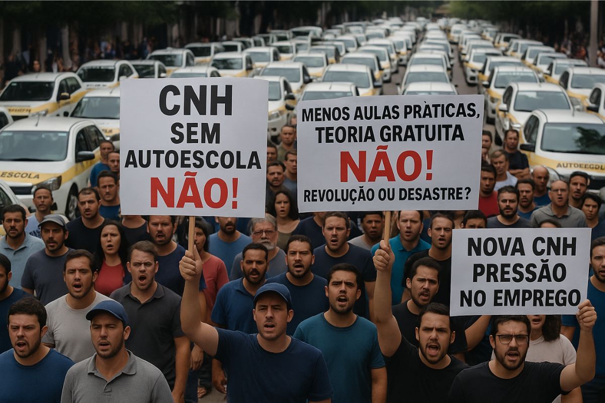 50 mil trabalhadores de autoescolas já sentem o impacto das novas regras da CNH sem autoescola, com demissões em série e veículos parados à espera da publicação oficial