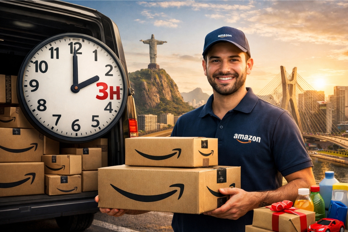 Entrega no mesmo dia ganha força: Amazon já opera em sete cidades e agora destaca a opção de até 3 horas em RJ e SP