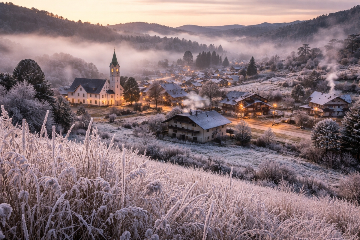 No Brasil, uma cidade transformou o clima severo em marca registrada, com amanhecer congelado, turismo de inverno e identidade própria