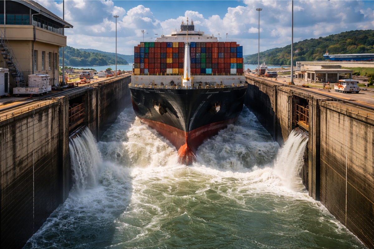 Descubra por que navios sobem até cerca de 26 metros no Canal do Panamá e como isso exige volumes gigantes de água doce