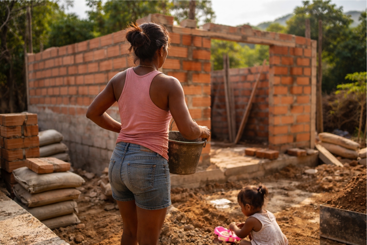 Mulher tentou construir casa sozinha em teresina para morar com a filha de 2 anos e acabou recebendo doacoes de cimento tijolos e mao de obra para levantar o imovel