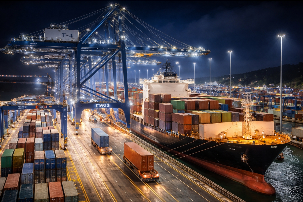 Um porto brasileiro passou a operar 24 horas por dia com guindastes automatizados, mudando o padrão de eficiência da logística nacional