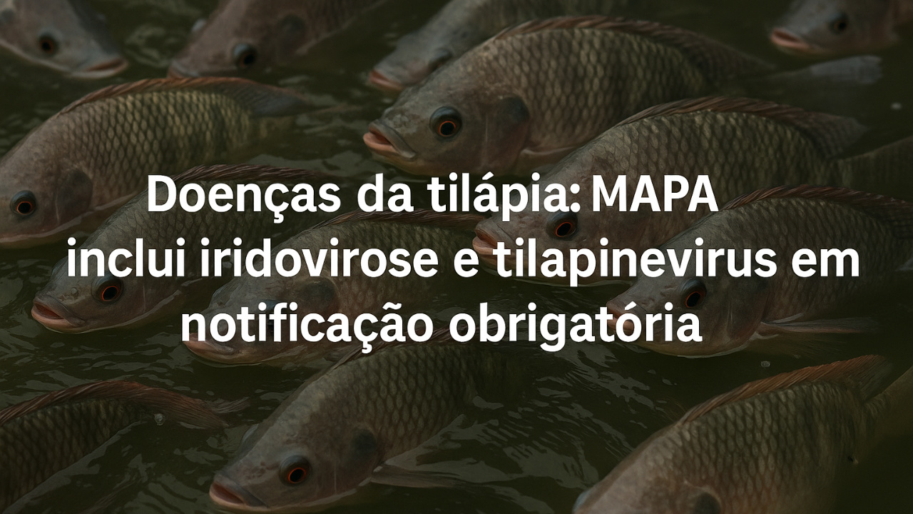 Piscicultura brasileira ganha nova lista de doenças da tilápia, com iridovirose e tilapinevirus entre notificações obrigatórias do MAPA.