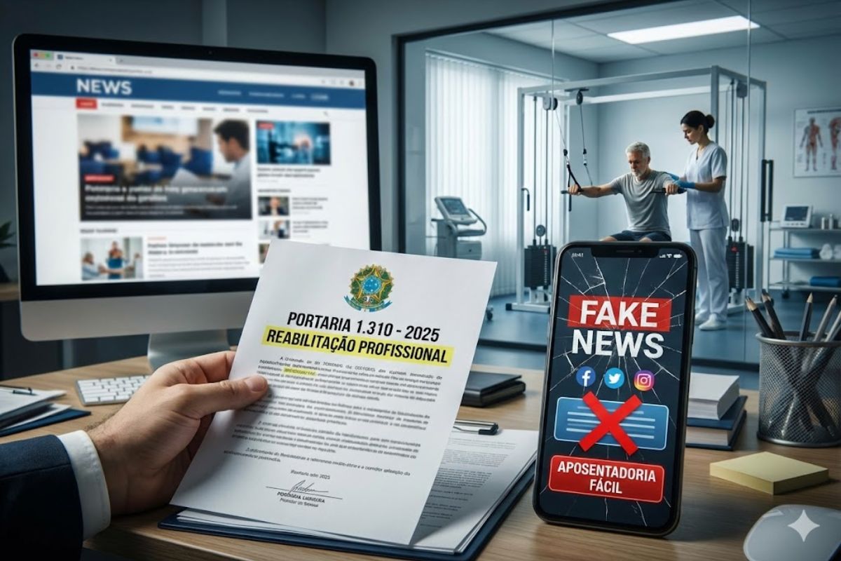 É fake: INSS esclarece portaria 1.310 2025 e reafirma que aposentadoria por incapacidade só ocorre após reabilitação profissional e fim do auxílio por incapacidade temporária.