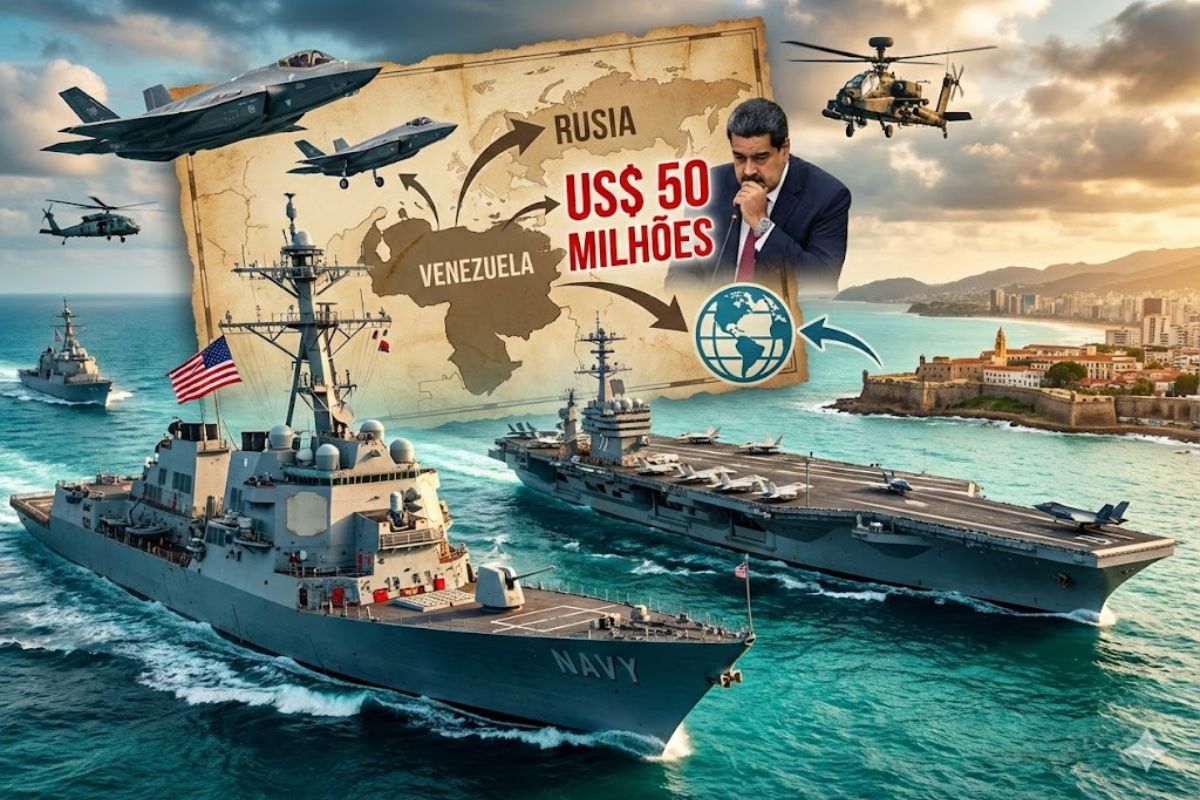 EUA ampliam o cerco a Maduro, elevam a recompensa a 50 milhões, deslocam forças ao Caribe e sugerem saída negociada da Venezuela, aumentando a pressão geopolítica sobre os EUA