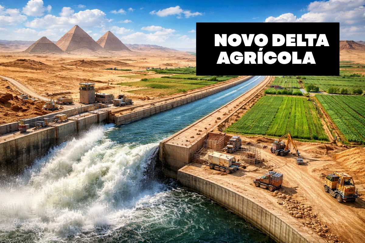 Egito aposta bilhões para inundar o deserto, criar um novo delta agrícola, enfrentar escassez de alimentos e água, ampliar poder geopolítico e desafiar limites ambientais
