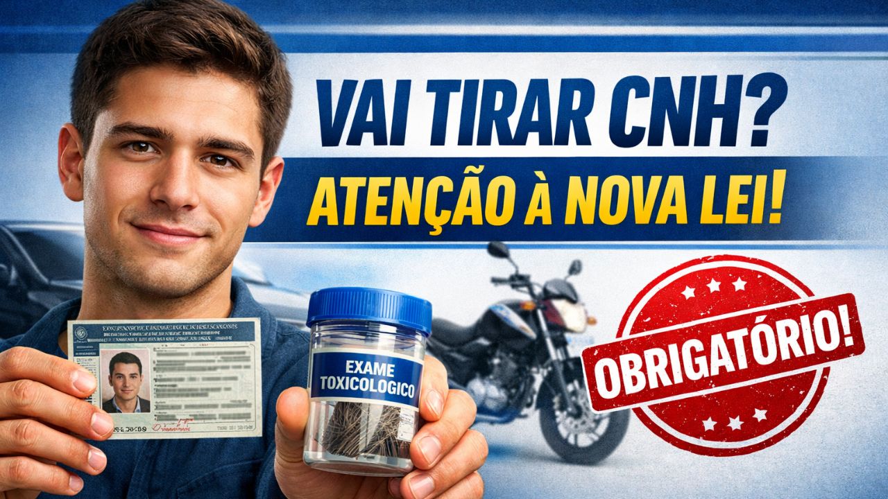 Exame toxicológico vira obrigatório na primeira habilitação A e B, lei 15.153 exige teste de 90 dias, não aparece na resolução 1020 e ainda pode gerar infração na renovação futura