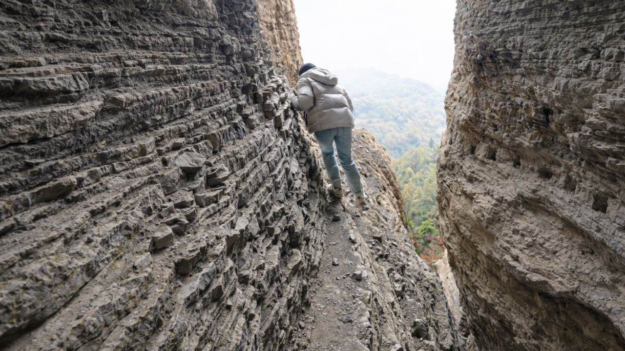 Exploradores escalam penhasco de mil metros em Hubei e descobrem gruta ancestral escondida, com vestígios históricos Tujia, trilha mortal suspensa no abismo
