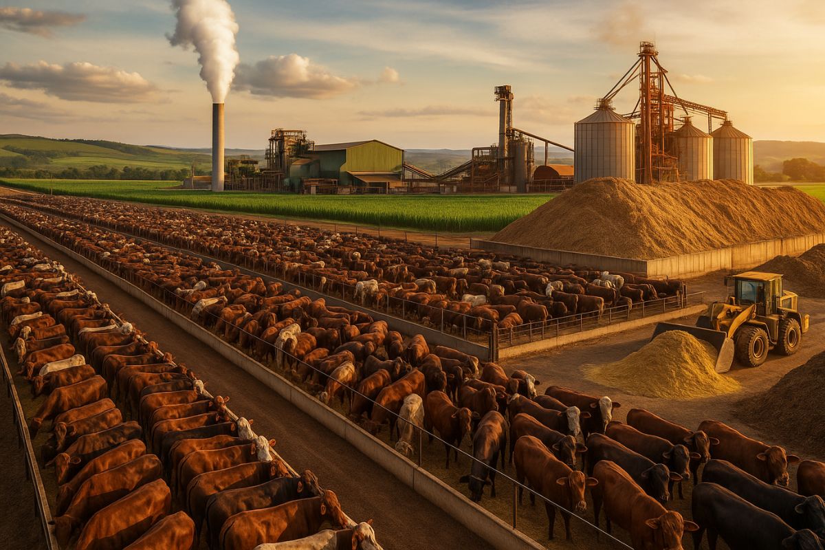 Fazenda mineira transforma bagaço de cana e esterco em carne e energia, unindo agricultura e pecuária em ciclo sustentável de alta produtividade.