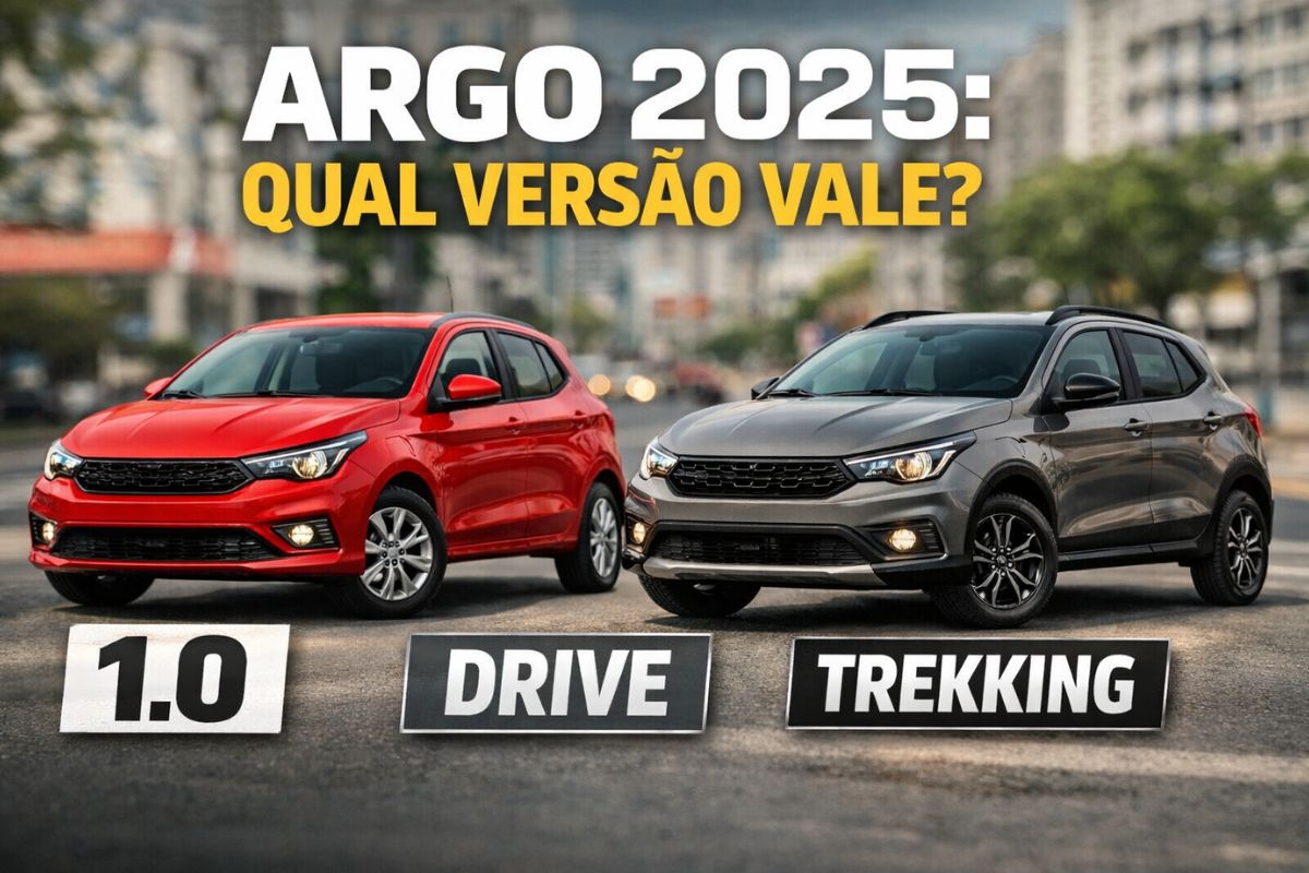 Fiat Argo 2025 é hatch compacto com versões Argo 1.0, Argo Drive e Argo Trekking, preços entre 85 mil e 118 mil e consumo baixo para uso urbano diário.