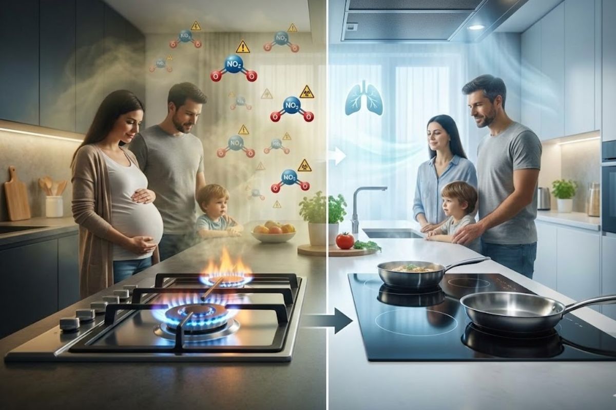 Estudo de Stanford revela gás tóxico oculto do fogão a gás com dióxido de nitrogênio, causa poluição do ar interno e aponta o fogão elétrico como solução.
