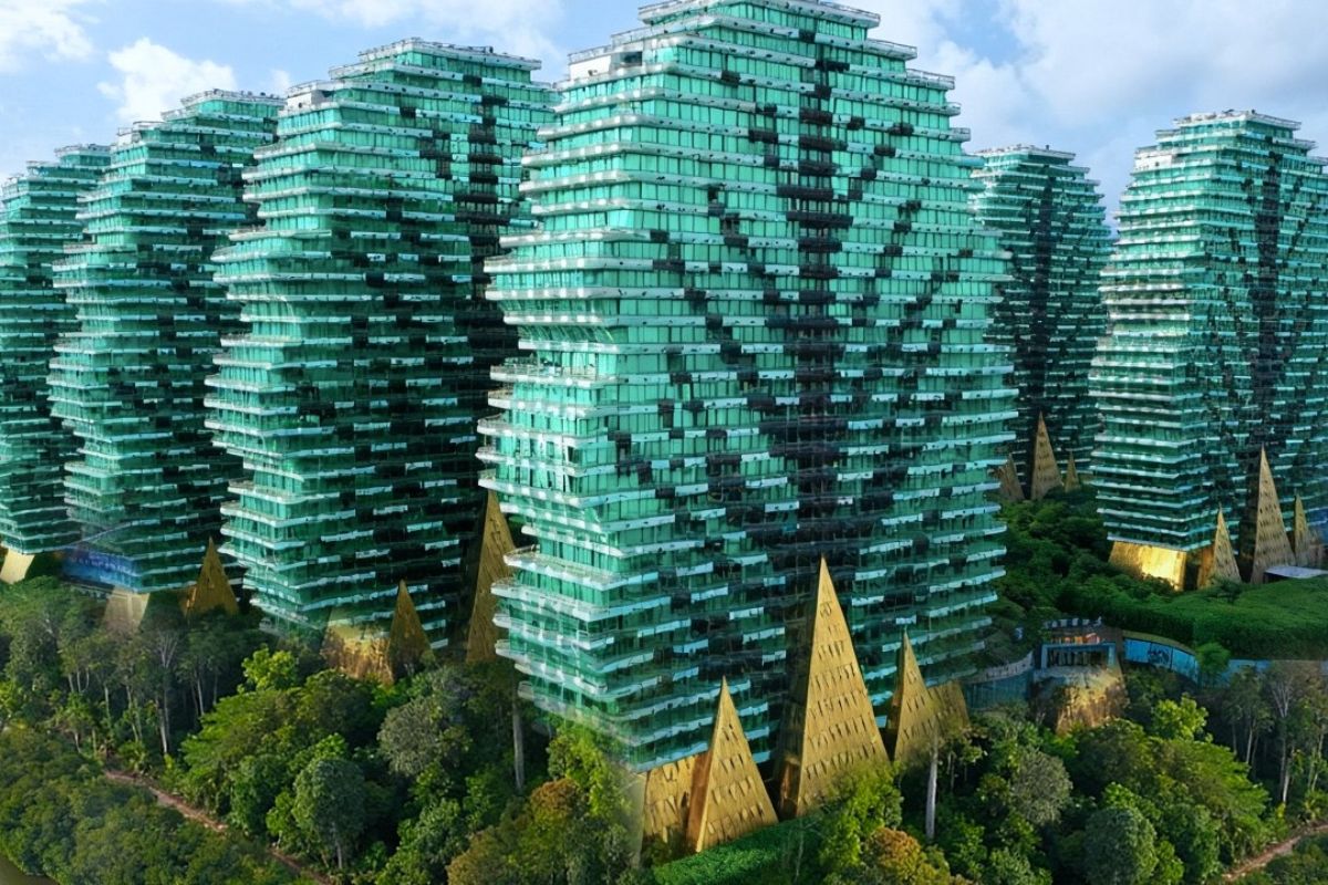 Reportagem revela como um hotel chinês em Sanya China, vendido como floresta de nove árvores e luxo sete estrelas, hoje opera com diária de 10 dólares e se tornou símbolo de decadência silenciosa.