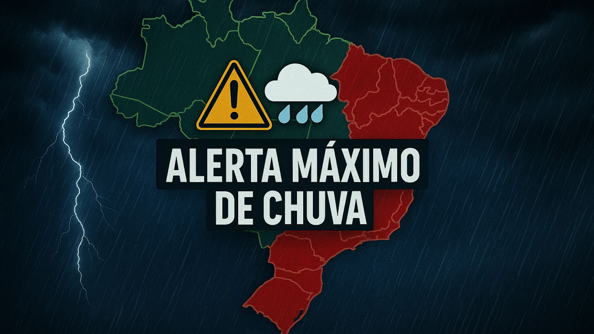 Alerta vermelho do Inmet prevê chuva intensa, alagamentos e risco de deslizamentos em três estados, com tempestades atingindo outras regiões do país.