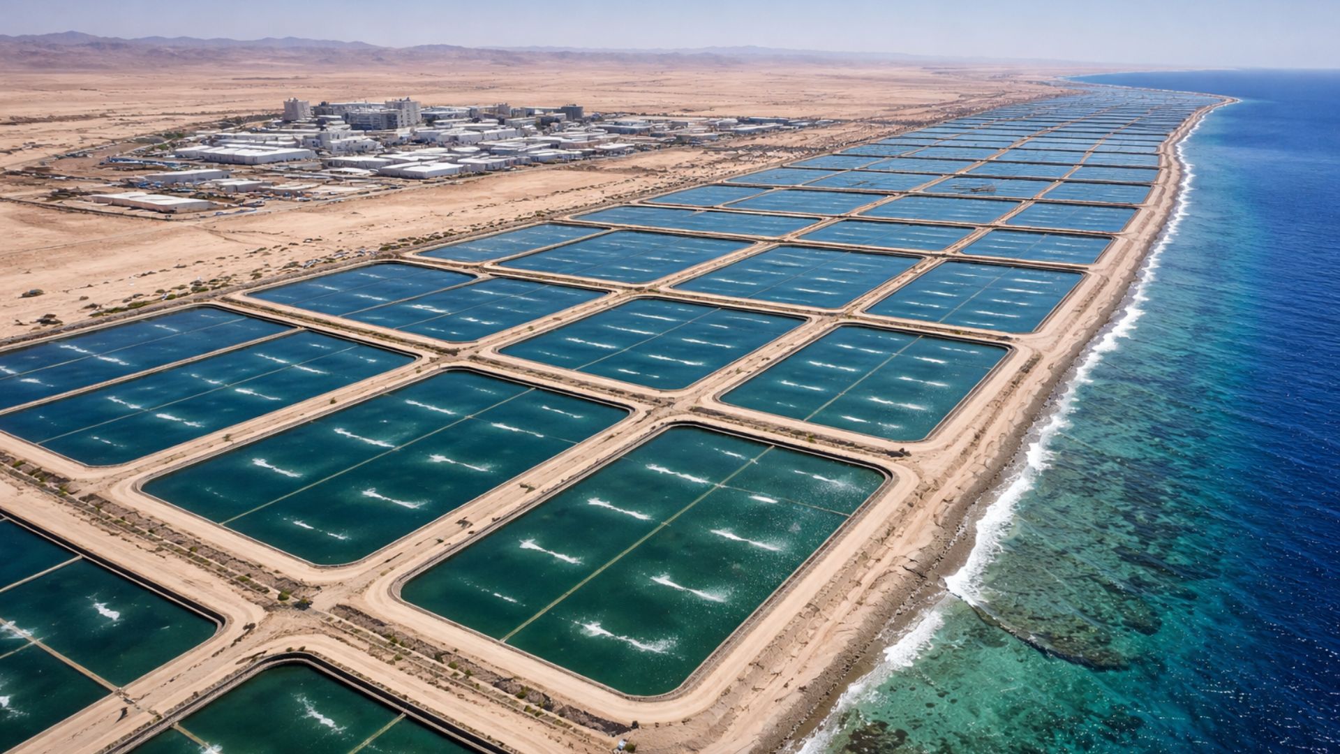 Megafazenda da NAQUA no Mar Vermelho produz 60 mil toneladas de camarão por ano e planeja expansão para 250 mil toneladas com aquicultura integrada