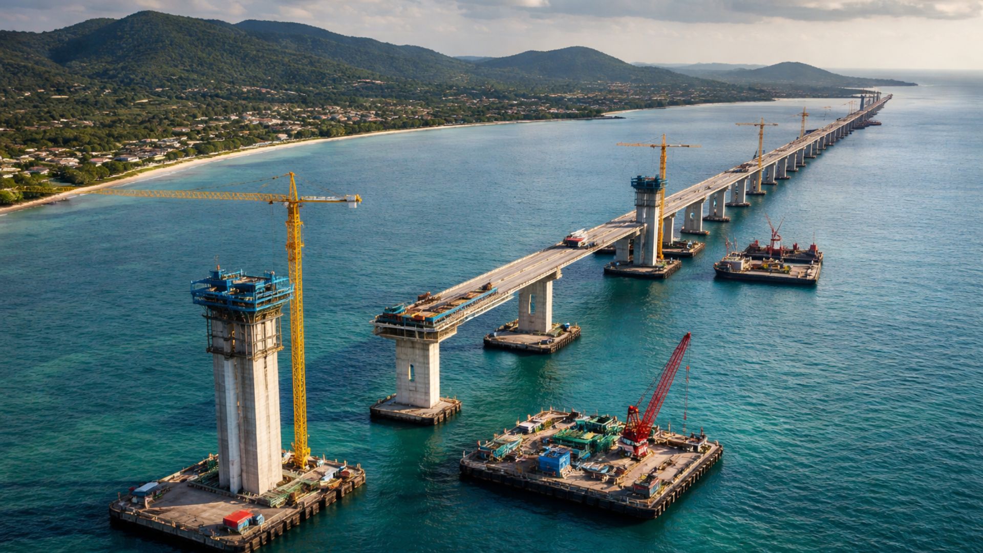Projeto de via expressa na Tailândia prevê ponte sobre o mar até Koh Samui, pedágio elevado e redução drástica do tempo de travessia.