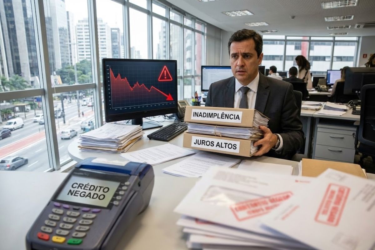 Inadimplência cresce e atinge milhões de empresas endividadas com crédito travado, juros altos e micro e pequenas empresas à beira do colapso econômico.