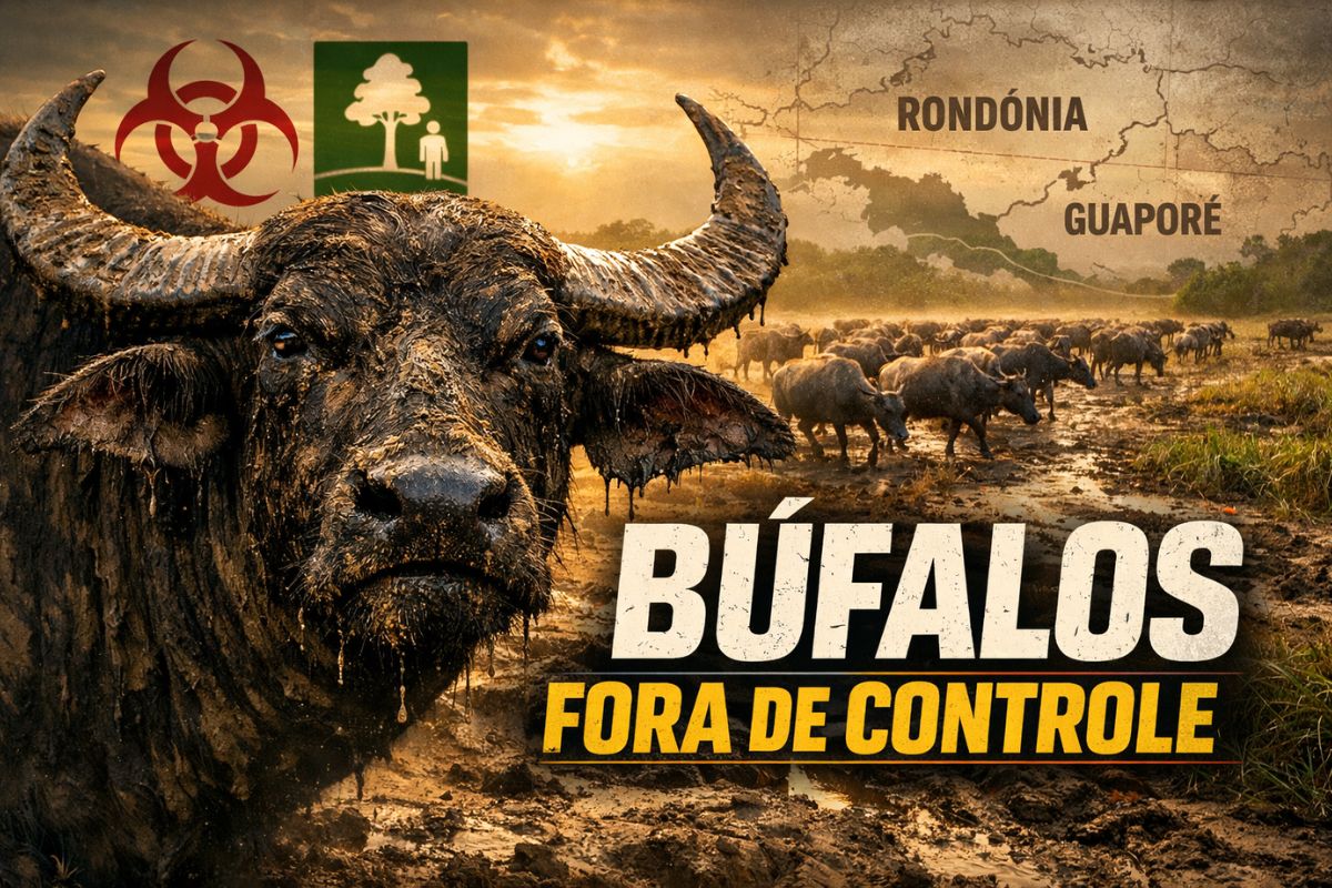 invasão de búfalos no Brasil com búfalos ferais na Reserva Biológica do Guaporé e no Vale do Guaporé ameaça comunidades ribeirinhas.
