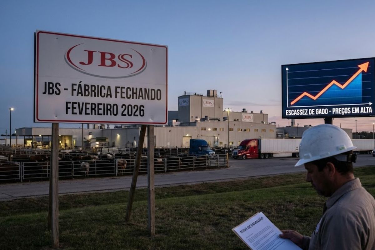 JBS vai fechar fábrica de carne bovina nos Estados Unidos em 2026 por escassez de gado e aposta em couro natural para manter a reestruturação.