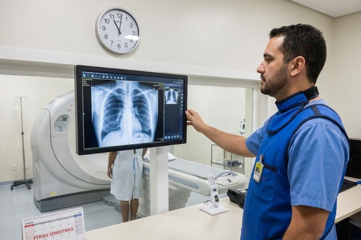 Lei 7.394/85 garante jornada de trabalho especial, férias semestrais e proteção ao profissional de radiologia exposto à radiação ionizante.