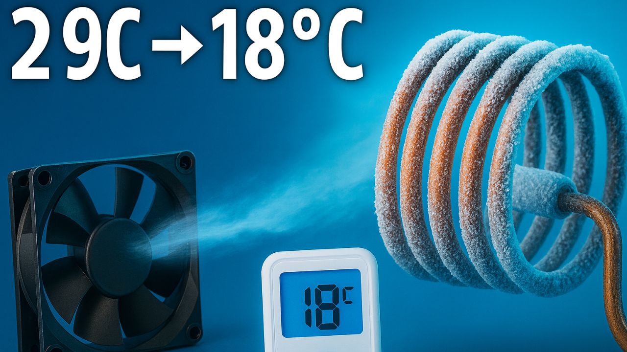 Mini ar-condicionado caseiro chega a 10 °C usando só cobre, capilar e mini bomba: um projeto simples sem compressor tradicional que usa isobutano, ventilador