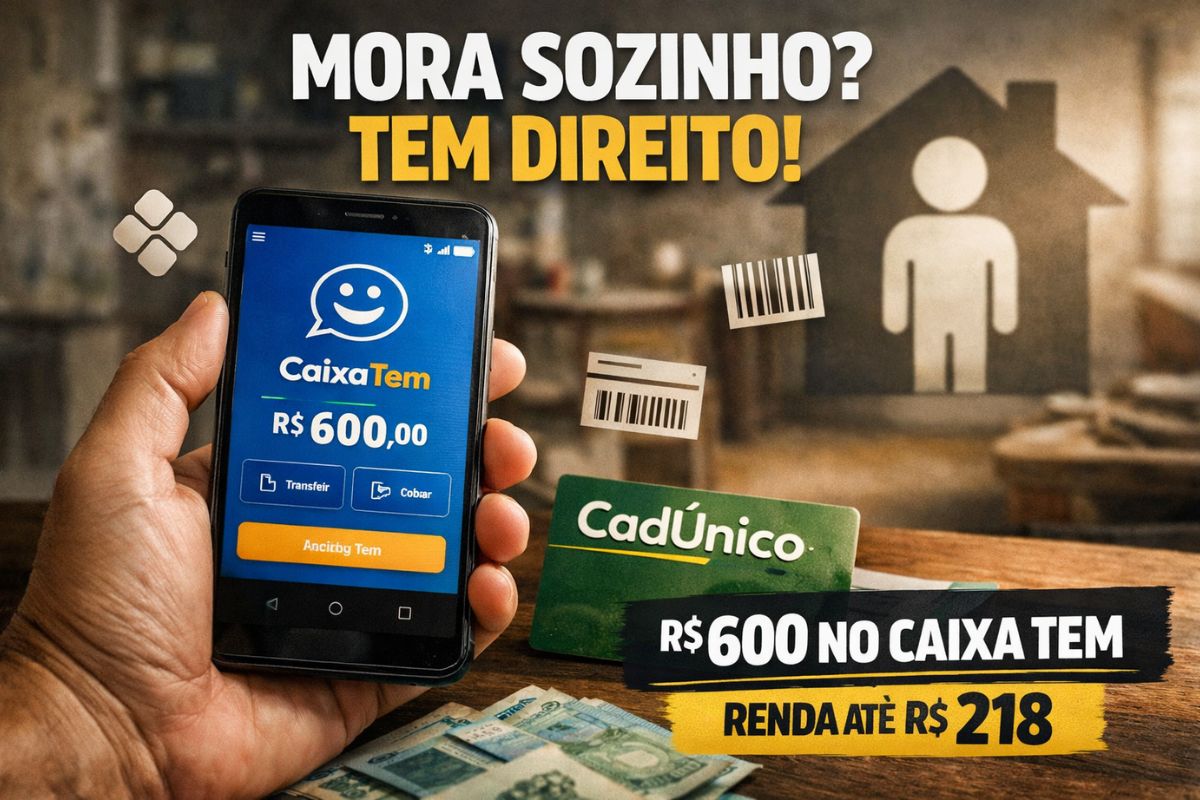 Caixa Tem ajuda quem mora sozinho inscrito no CadÚnico a receber benefício de R$ 600 e usar Tarifa Social de Energia Elétrica para reduzir contas todo mês.