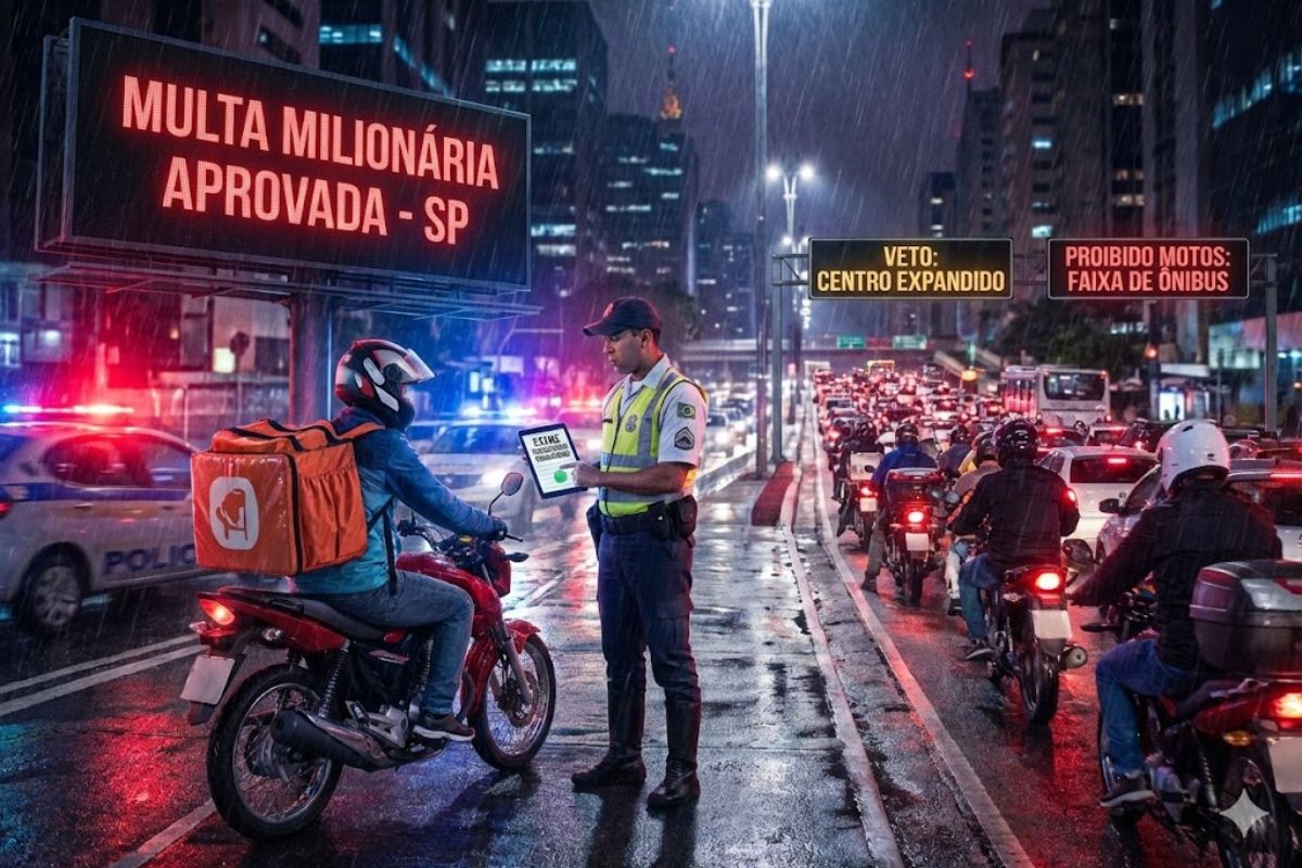 Motos por aplicativo em SP encaram multa milionária, exame toxicológico e curso obrigatório, com proibição no Centro Expandido para aumentar a segurança.