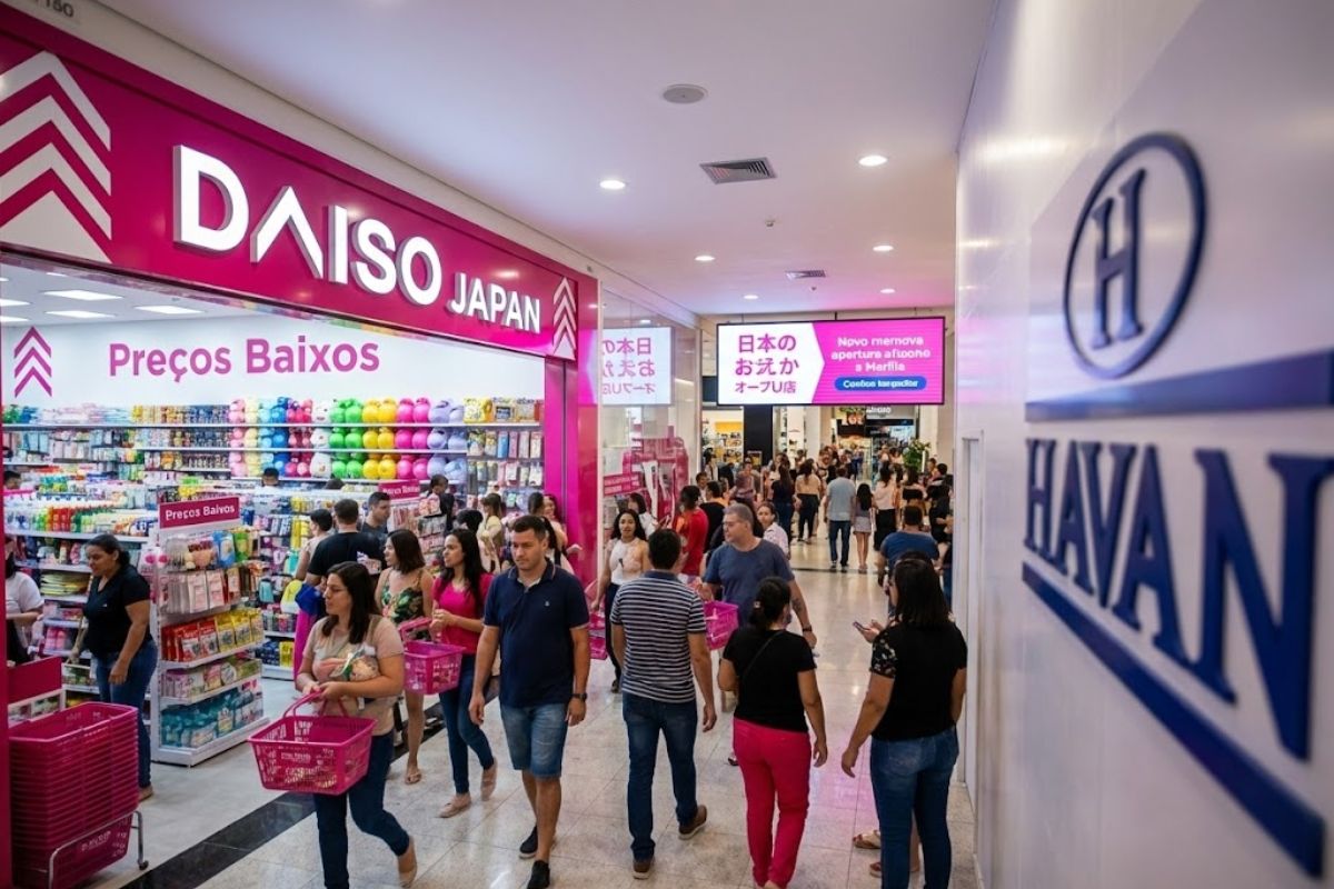 Multinacional japonesa Daiso Japan inaugura loja no Marília Shopping, desafia a Havan e movimenta o varejo brasileiro com preços baixos e milhares de produtos.