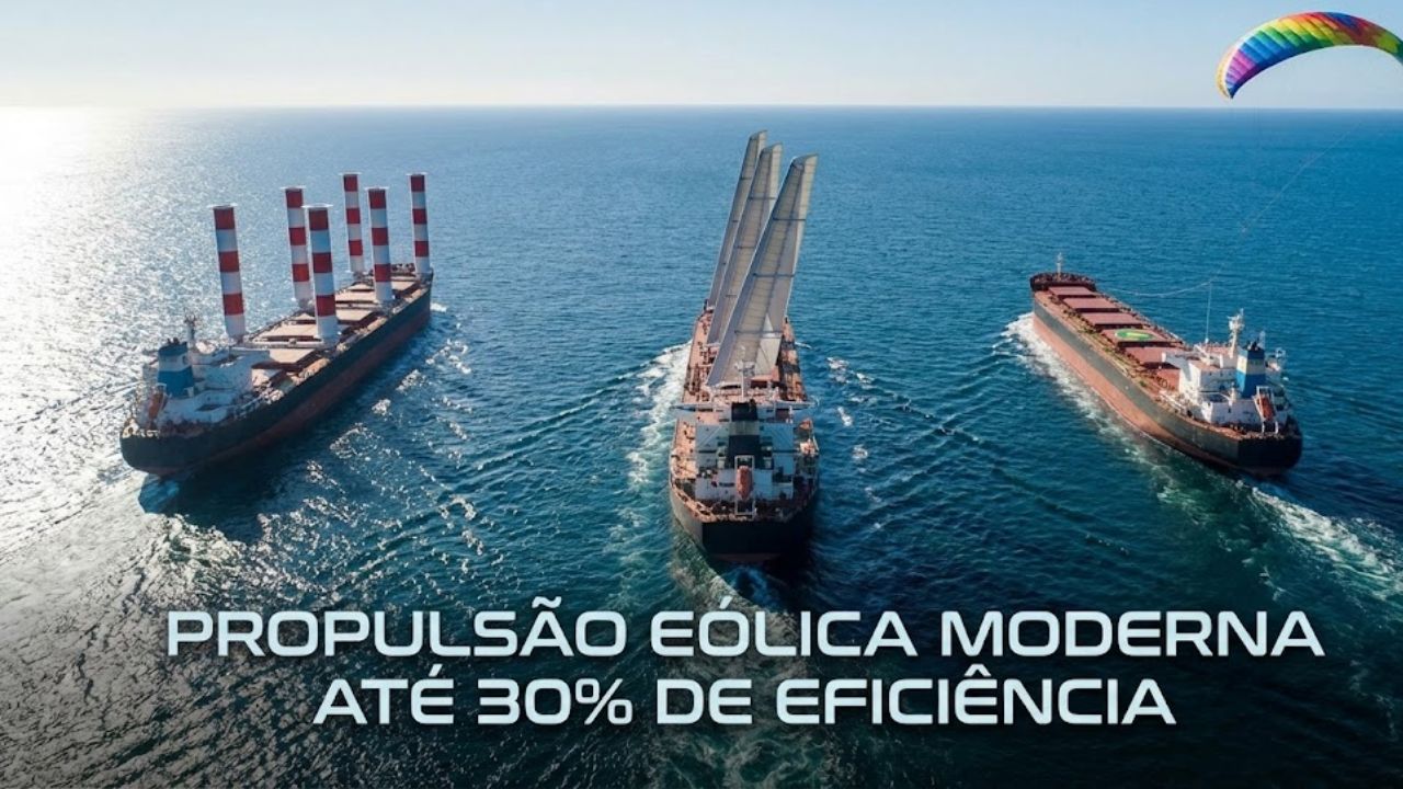 Navios gigantes ganham velas rotativas, asas rígidas e pipas gigantes para cortar consumo, reduzir poluição, economizar combustível e transformar o transporte marítimo