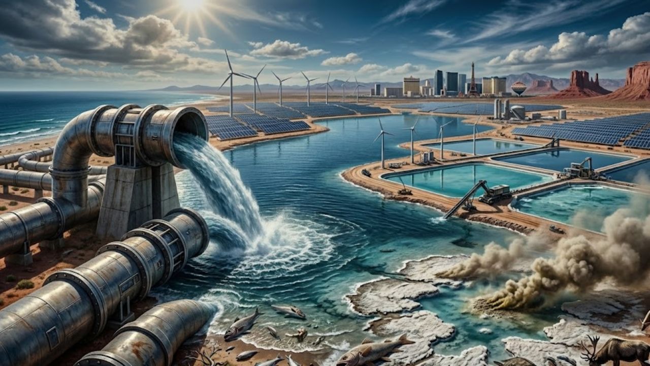 Nevada encara seca histórica, aposta 16 bilhões para bombear água do Pacífico, criar mares artificiais, gerar energia e extrair lítio, mas projeto pode repetir desastre