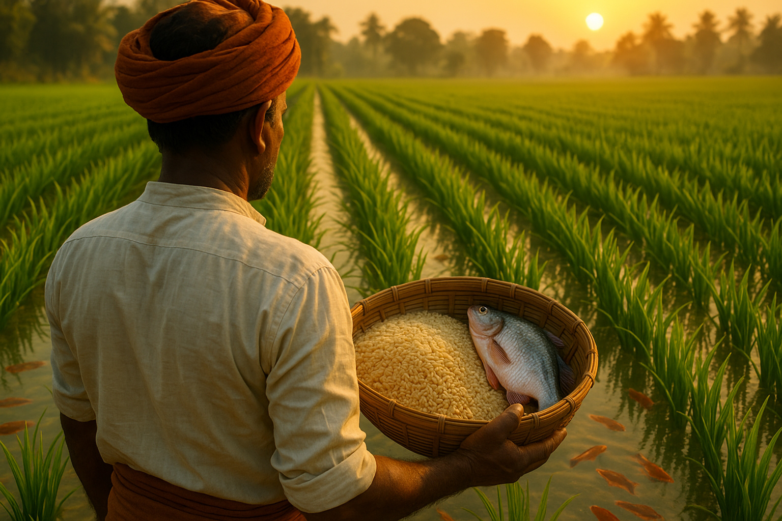 No mesmo hectare de terra, a Índia passa a produzir arroz e peixe juntos, eleva a renda dos produtores em até 70%, reduz custos sem ampliar áreas e vira referência mundial em produção agrícola integrada