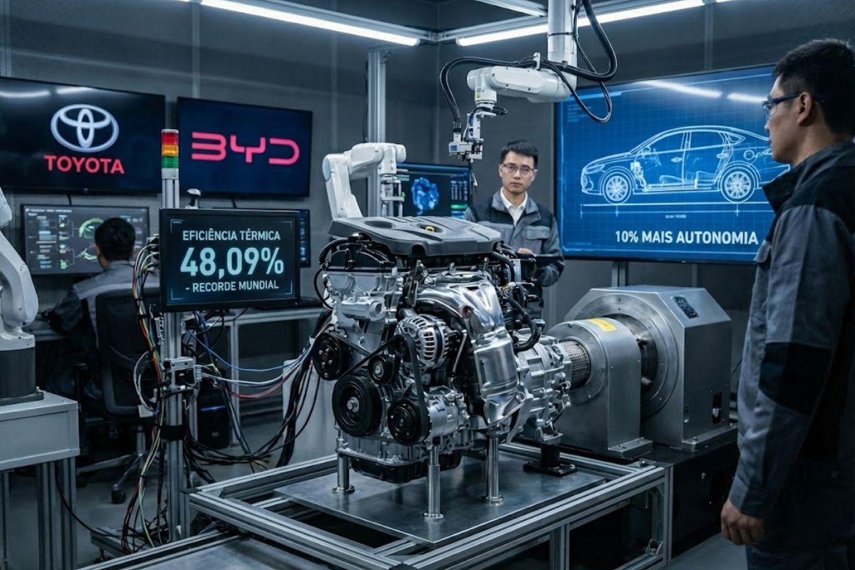 Novo motor híbrido 1.5T chinês da Dongfeng atinge eficiência térmica recorde, supera Toyota e BYD e redefine a disputa global dos carros híbridos.