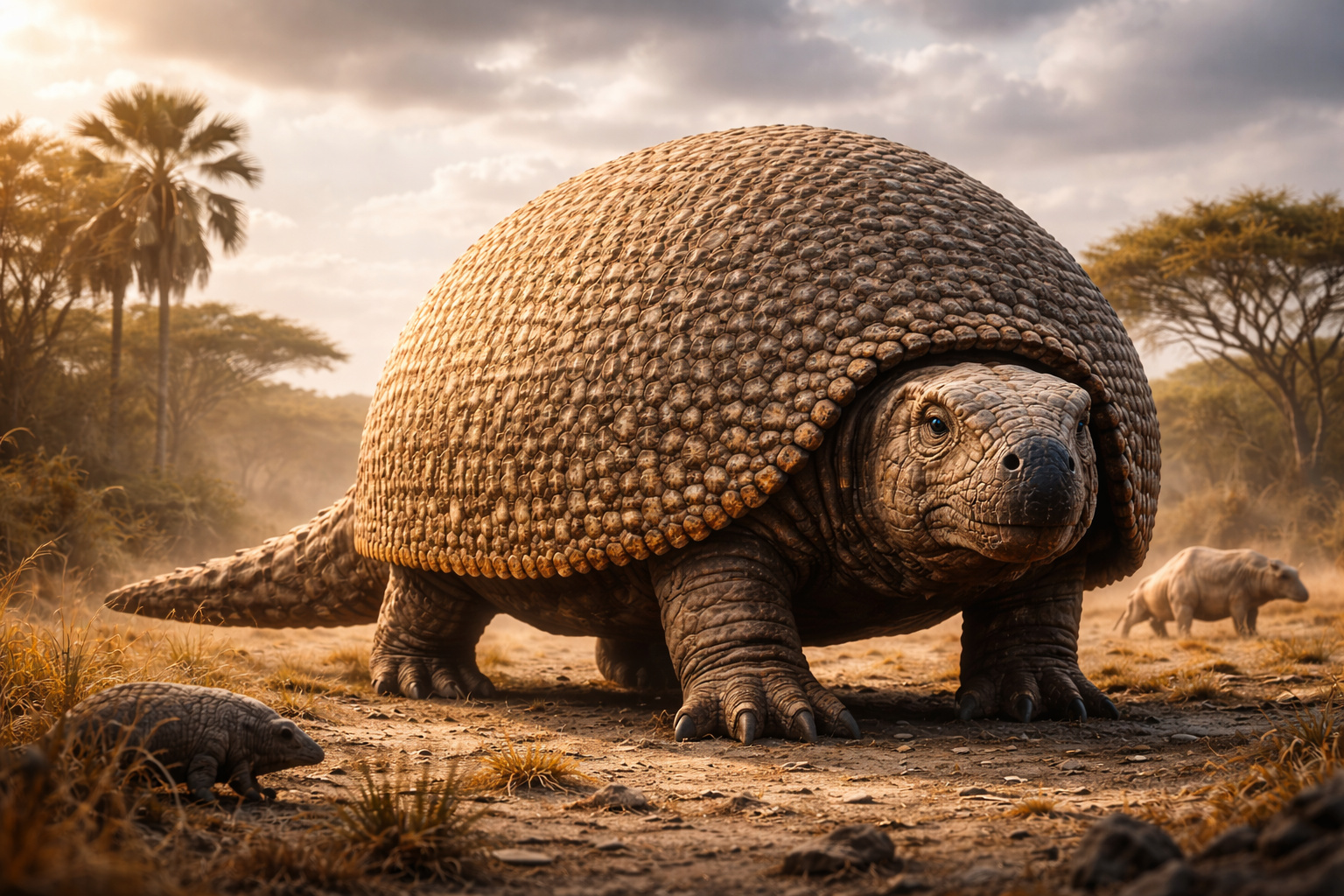 Pesando quase 1 tonelada, medindo mais de 3 metros de comprimento e protegido por uma carapaça capaz de resistir a ataques extremos, o Glyptodon entrou para a história como o maior tatu que já existiu e um verdadeiro tanque da megafauna pré-histórica