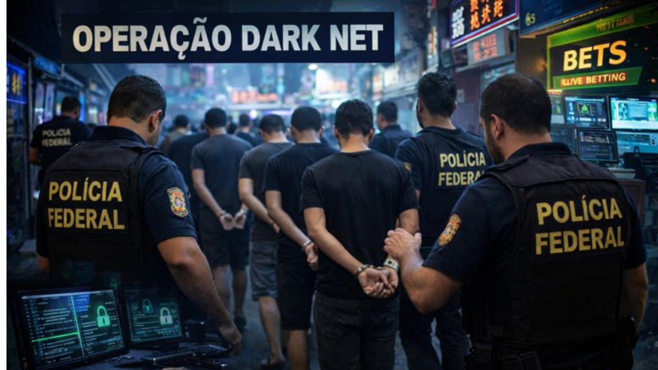 Ação da Polícia Federal mira tráfico internacional de brasileiros forçados a atuar em crimes cibernéticos no exterior.