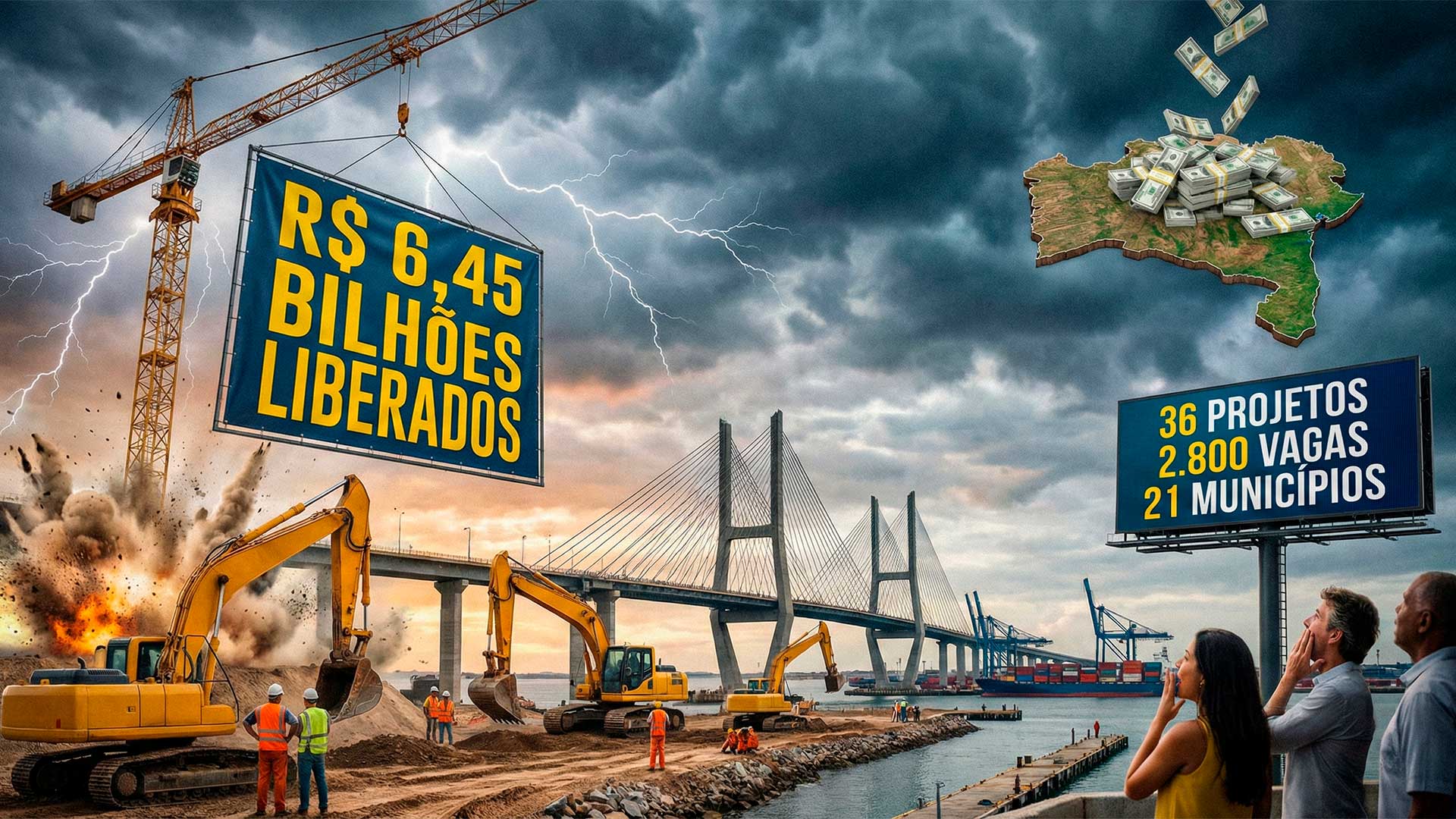 Pacote bilionário na Bahia com R$ 6,45 bilhões liberados em 36 projetos promete 2,8 mil vagas e leva investimentos para 21 municípios do estado